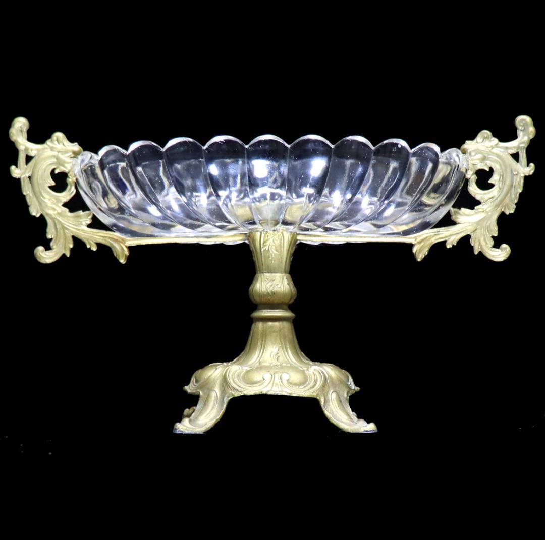 オールド・バカラ 1880年 美術館級ブロンズ装飾 特大 コンポート33.5cm
