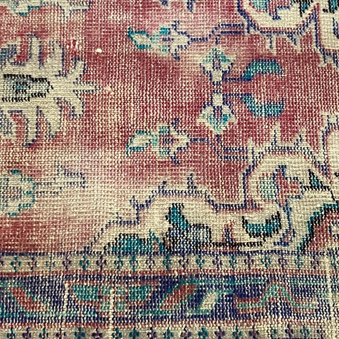 メダリオン✳︎ブルー85〜78×196✳︎レッドパープル　トルコヴィンテージラグ