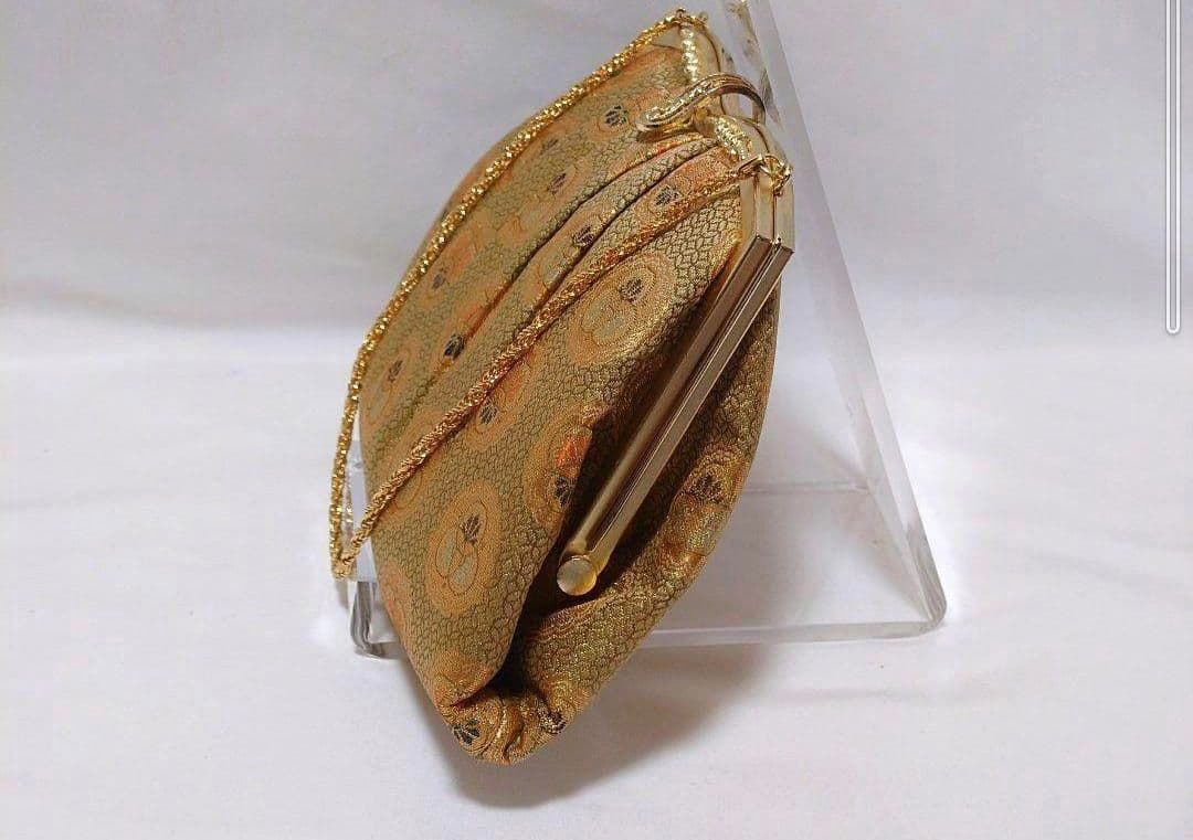 西陣 錦糸グリーン地 丸紋 バック 錦地鼻緒 の グリーン草履 セット