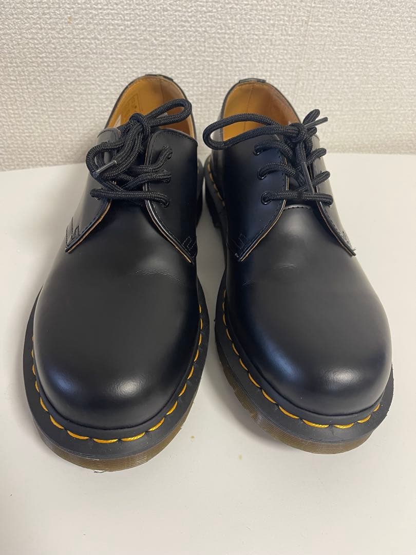 こ*ん様 ブラックレザーシューズ イエローステッチ箱無し