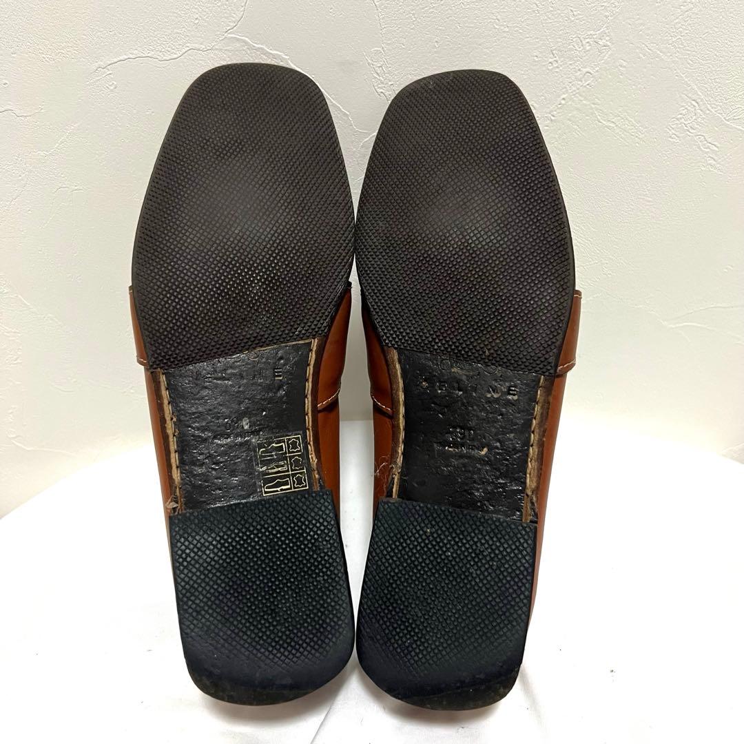 vintage old Celine セリーヌ レザー ローファー バックル