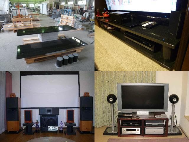 ●天然黒御影石 オーディオボード●450×300×30●5面磨き　送料無料