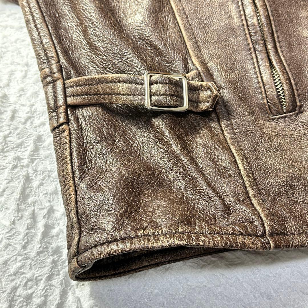AVIREX レザー ジャケット シングルライダース ヴィンテージ加工 XL