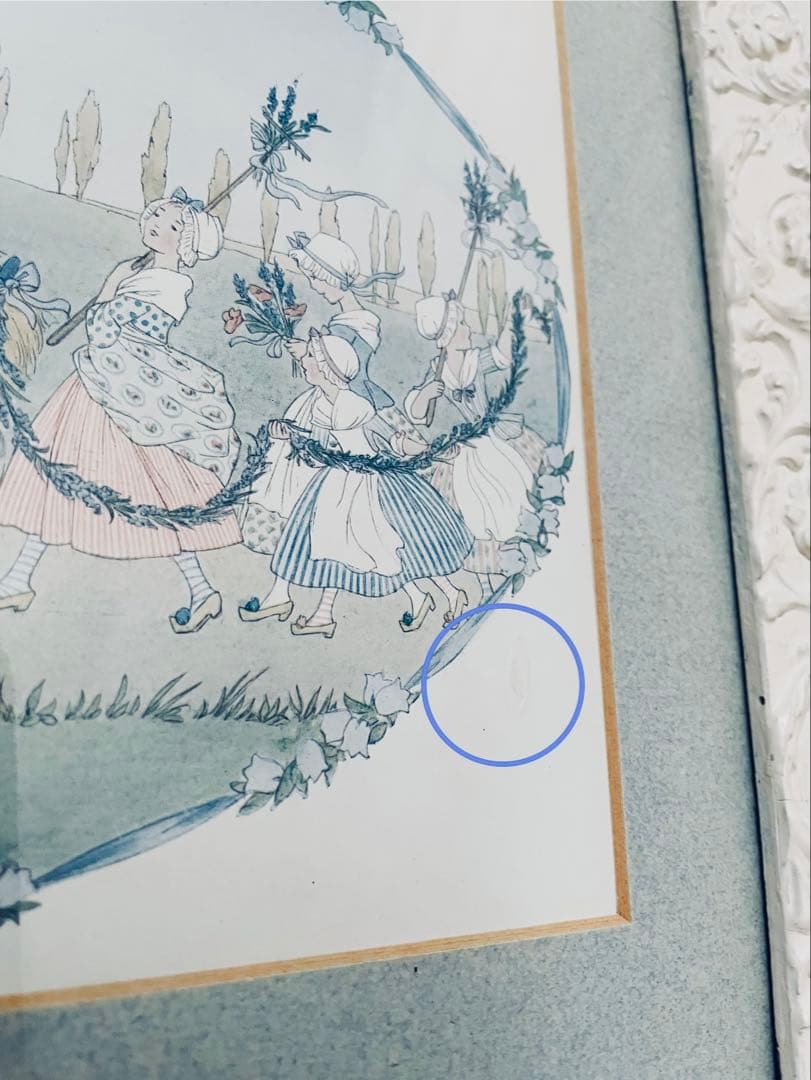 ウィルビーク ル　メール　絵本挿絵の額装品　アンティーク　初版　シャビーシック