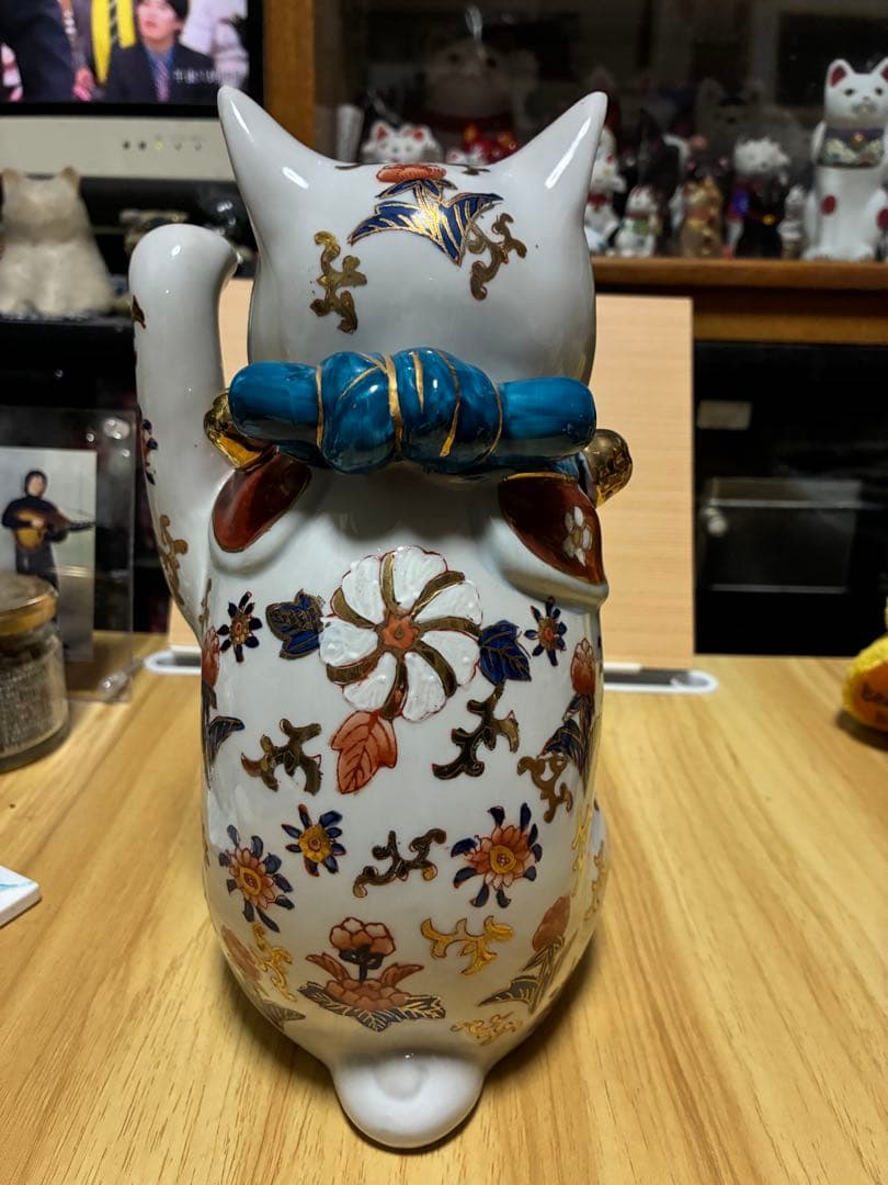 伊万里焼 招き猫 アンティーク 左手上げ 美品