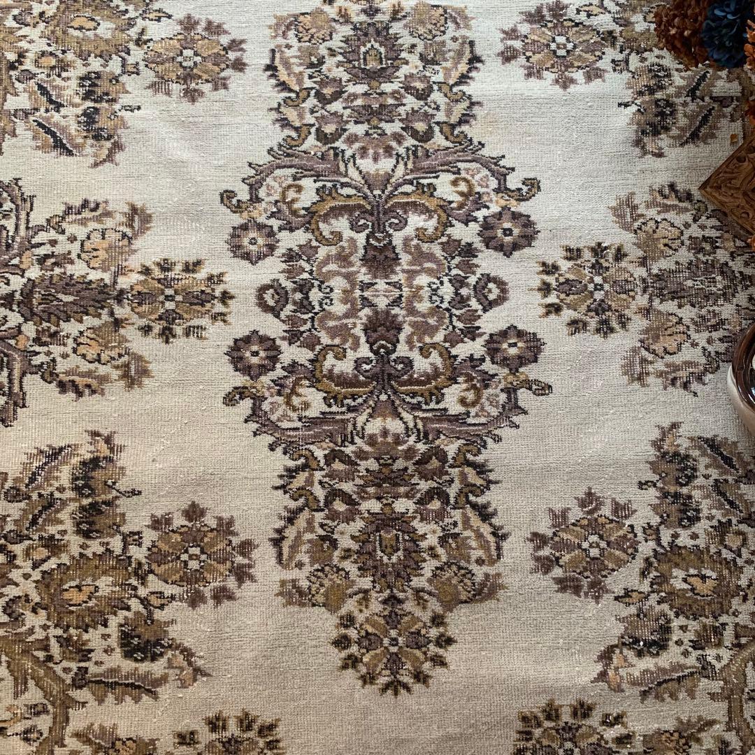 超大判　幅広　252× 147 トルコヴィンテージラグ　ボタニカル　雅紀さん