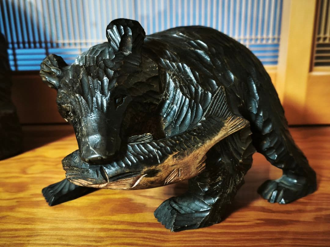 木彫り熊　親子熊　北海道　民藝品　置物　彫刻