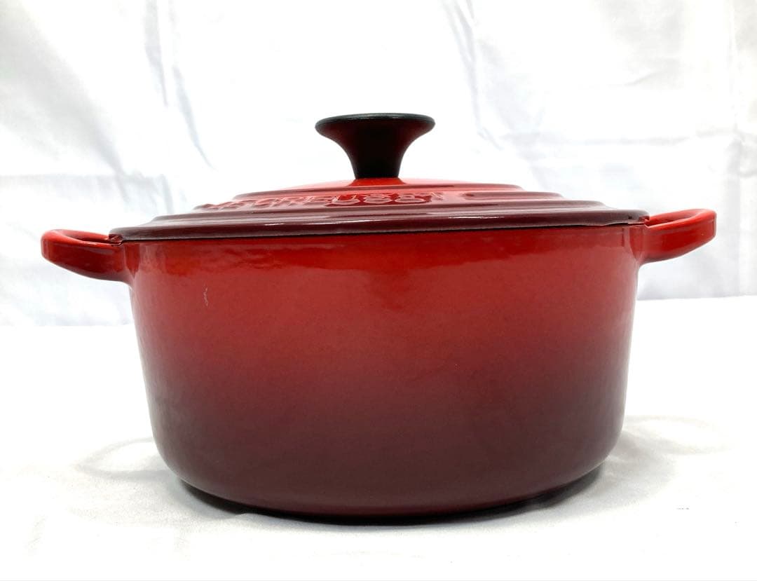 1201N9パ LE CREUSET 両手鍋 18cm ココット レッド