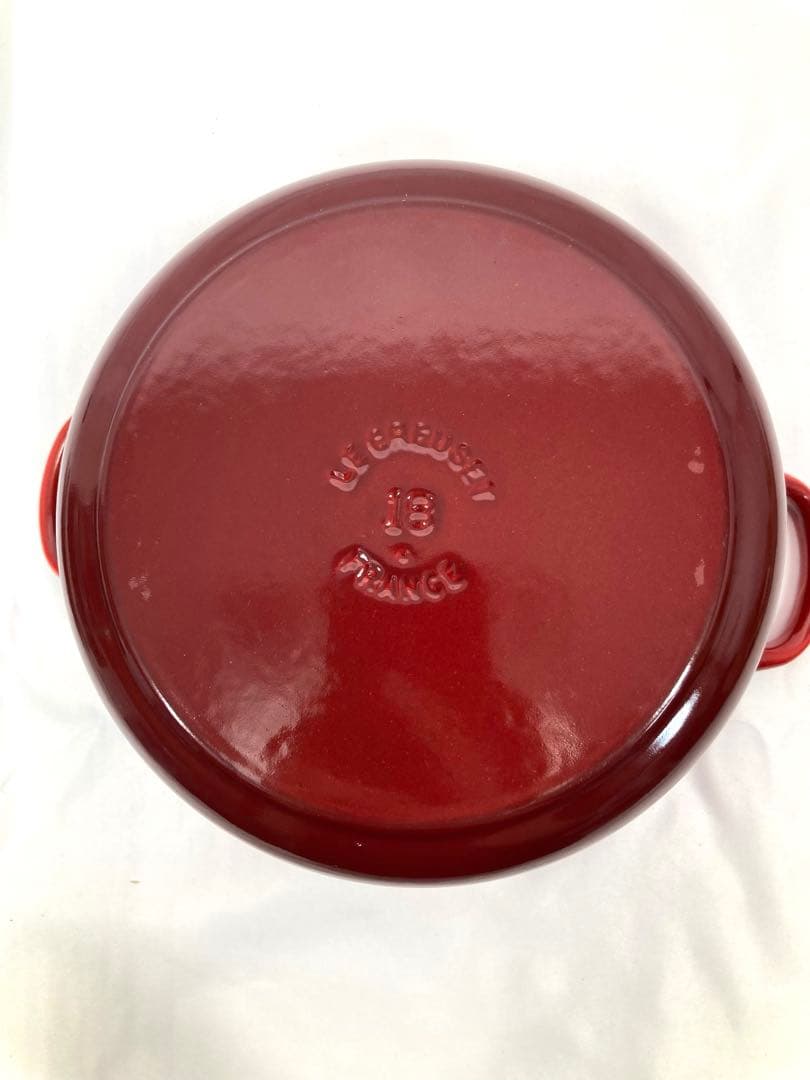 1201N9パ LE CREUSET 両手鍋 18cm ココット レッド