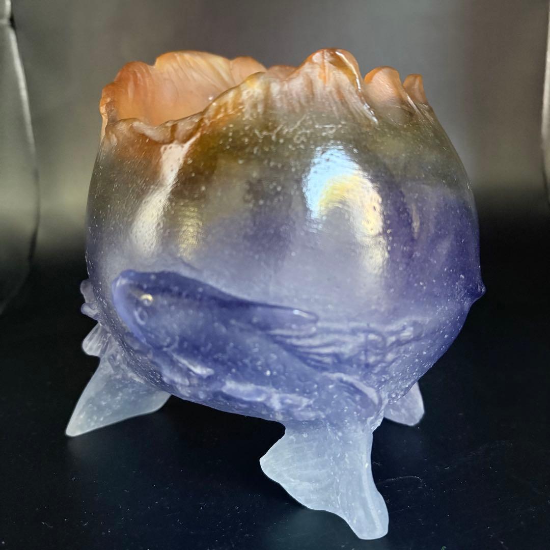 魚　ドーム　フランス　ガラス　クリスタル　ナンシー　水晶　フラワーベース　花瓶