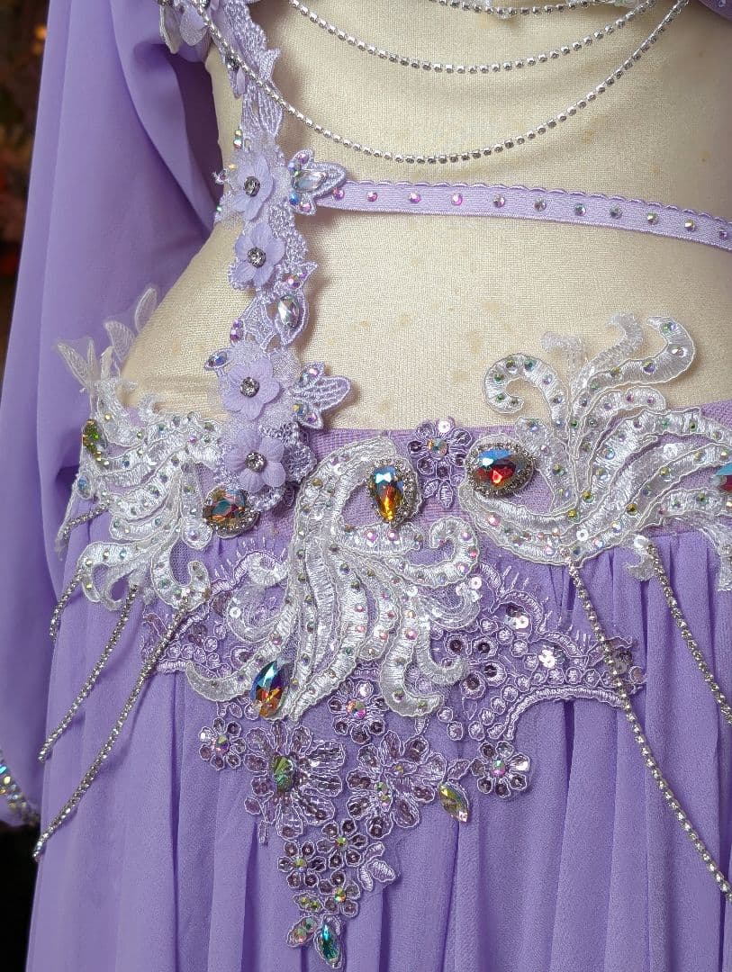 新品 ベリーダンス 衣装 コスチューム ラベンダー