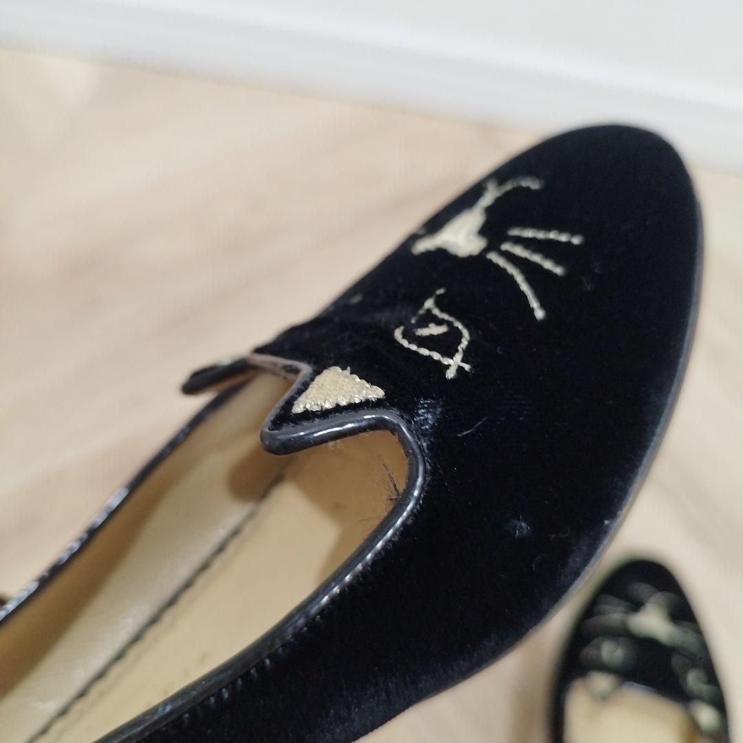 シャーロット オリンピア ベロア キティフラット シューズ 猫 イタリア製