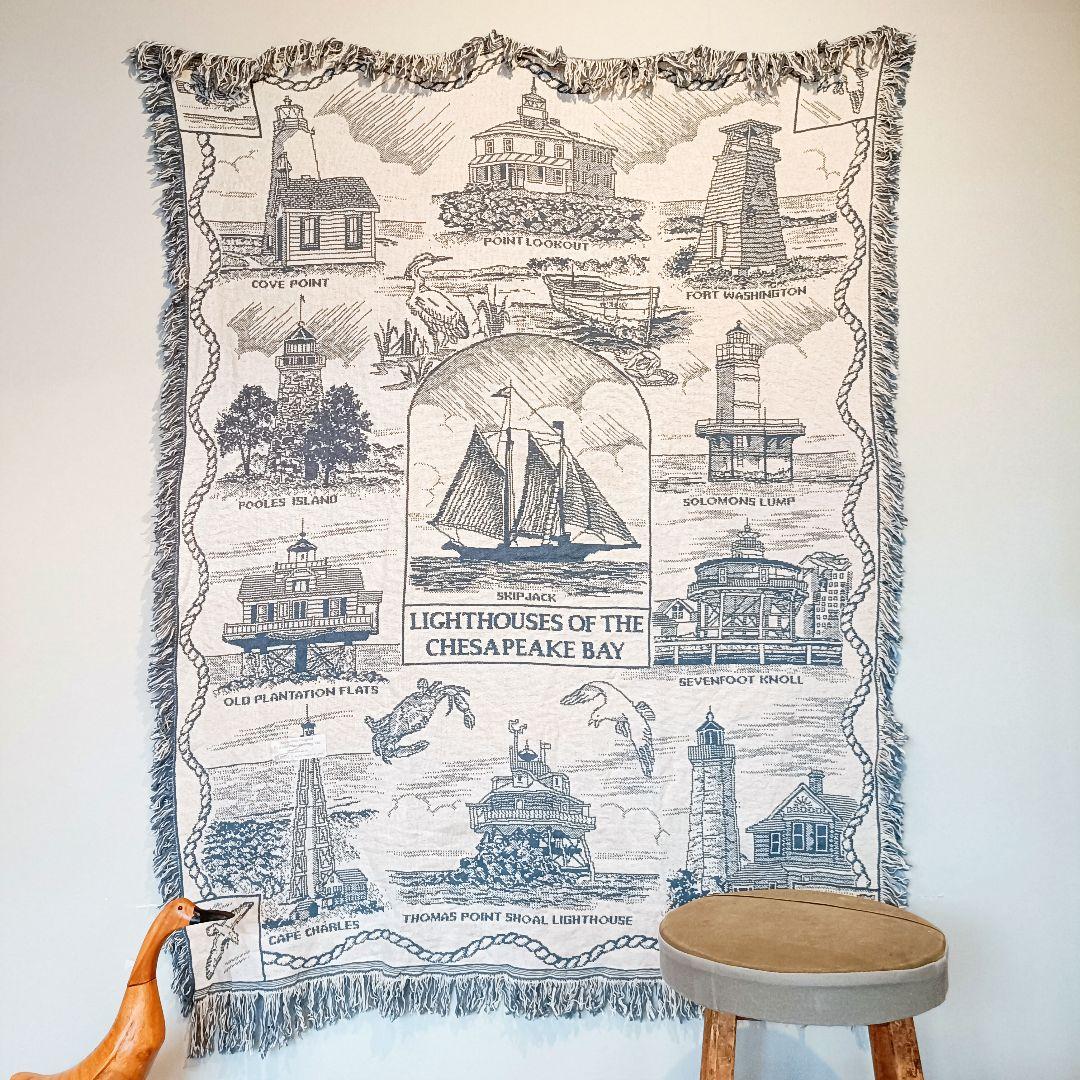 【デッドストック】USA 80s ヴィンテージラグ ブランケット　タペストリー