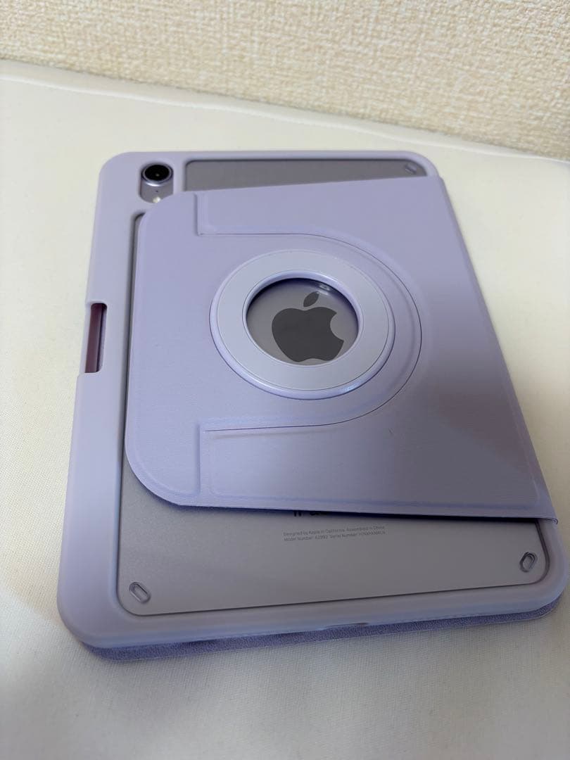 美品iPad mini 7 128GB Apple パープル　保証　ケース付き