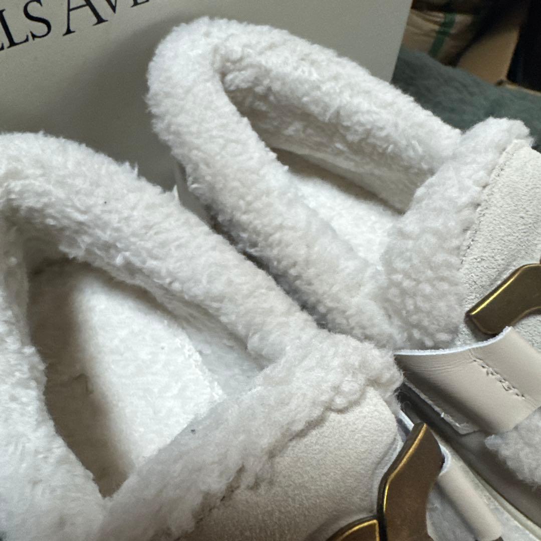 極美品ヒルズアヴェニュー ボア厚底 ローファータンクソール ストーミ アイボリー