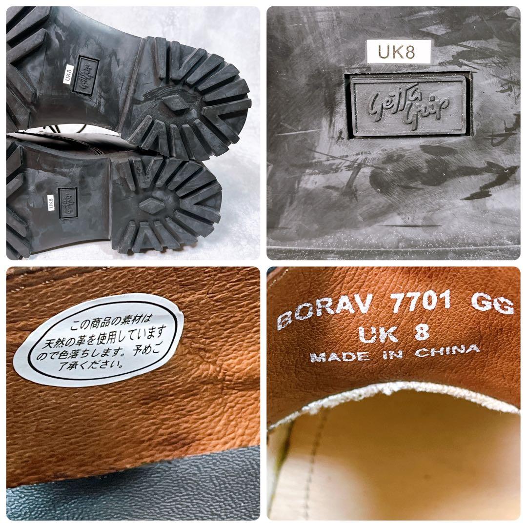 ☆美品☆【ゲッタグリップ】 レザーシューズ (8) ストレートチップ　ムラ加工