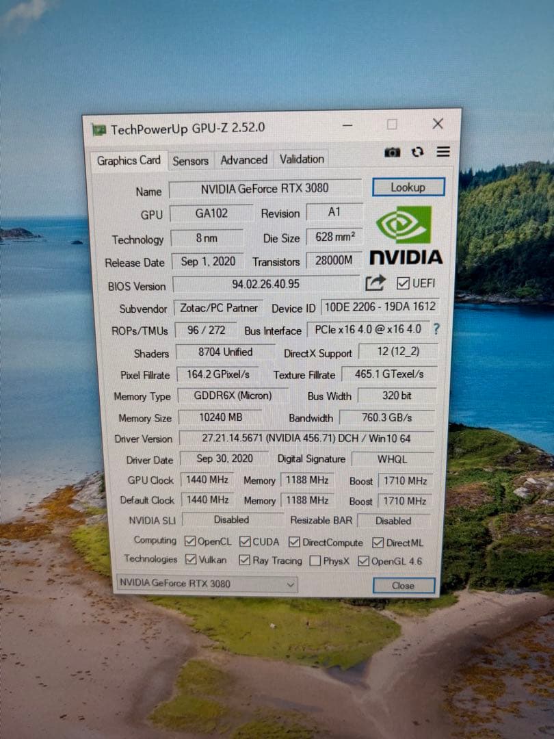 美品zotac rtx3080 メモリ10GB 動作確認済みです。