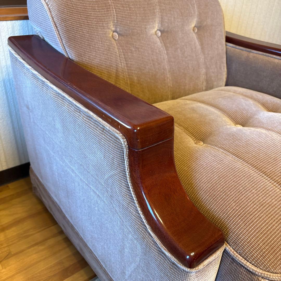 ①美品！昭和レトロ マルニ木工1人掛けソファ ビンテージ オールド コーデュロイ