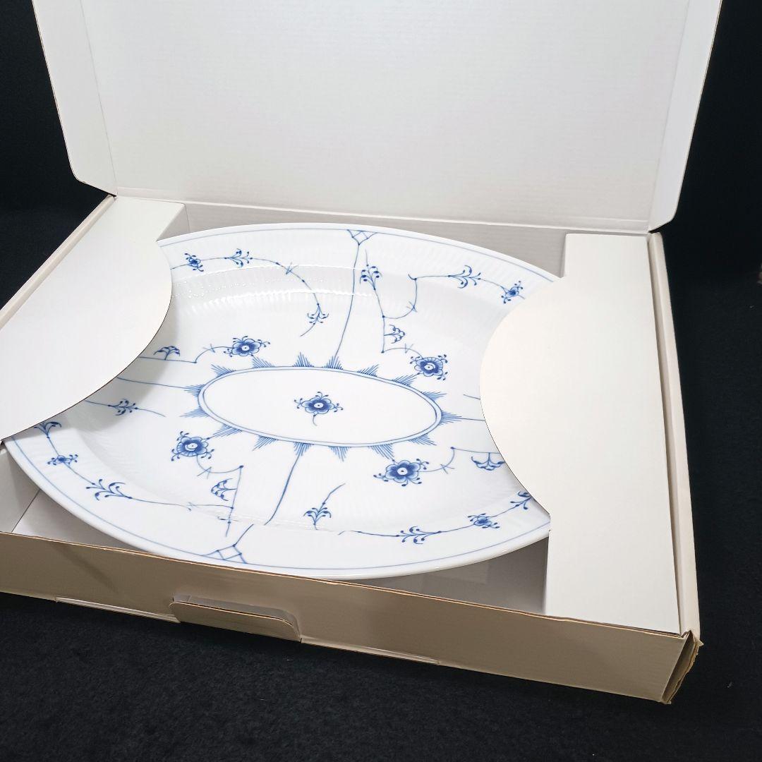 Y3332-12 ロイヤルコペンハーゲン ブルーフルーテッド オーバルディッシュ