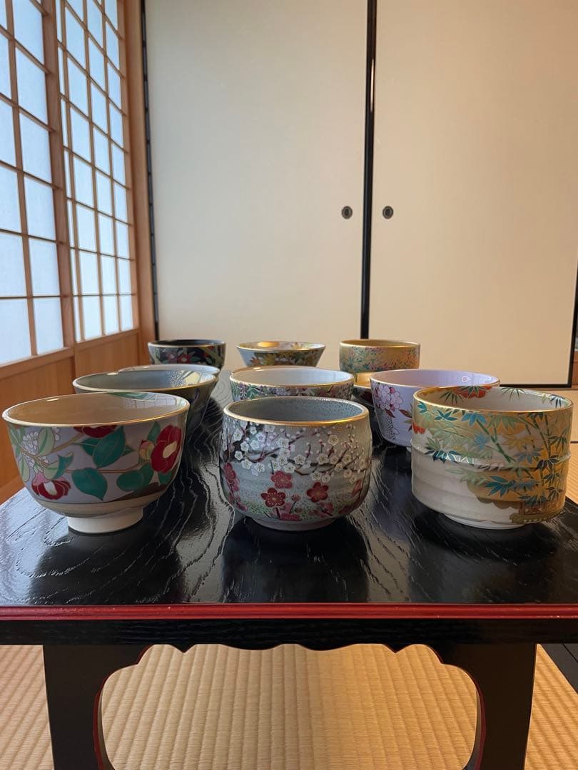 新品未使用品 桑野睦子 桑野むつ子 茶碗 京都御所 御所の花十二ヶ月セット