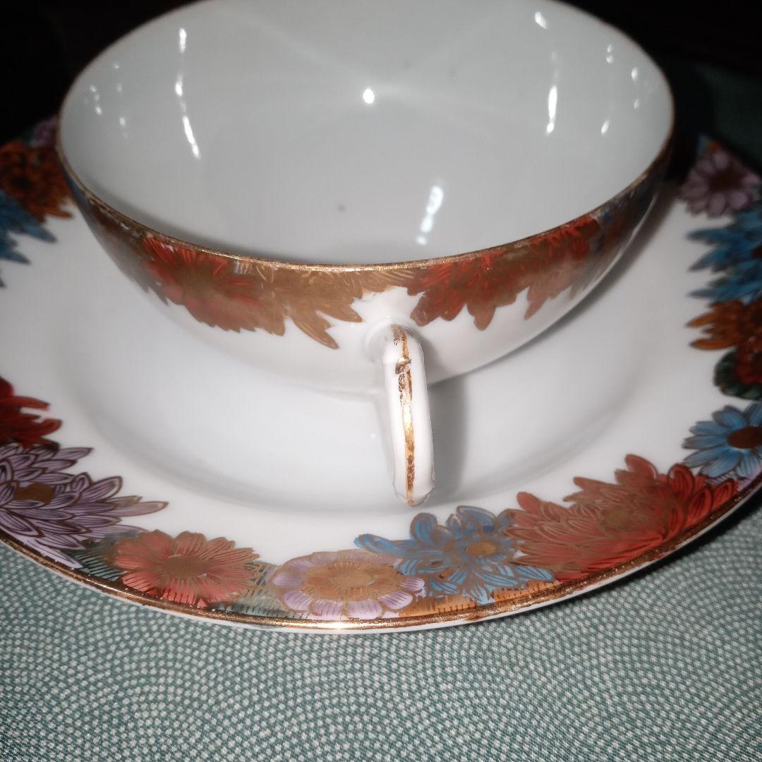 レトロ　九谷焼　カップ&ソーサー　旭山