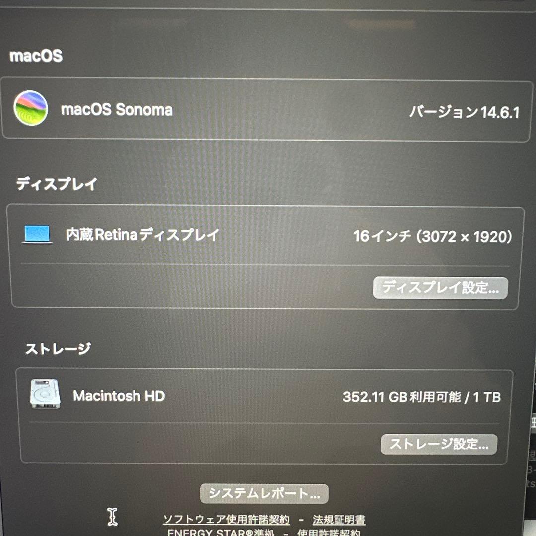 MacBook Pro 16インチ　充電池状態◎