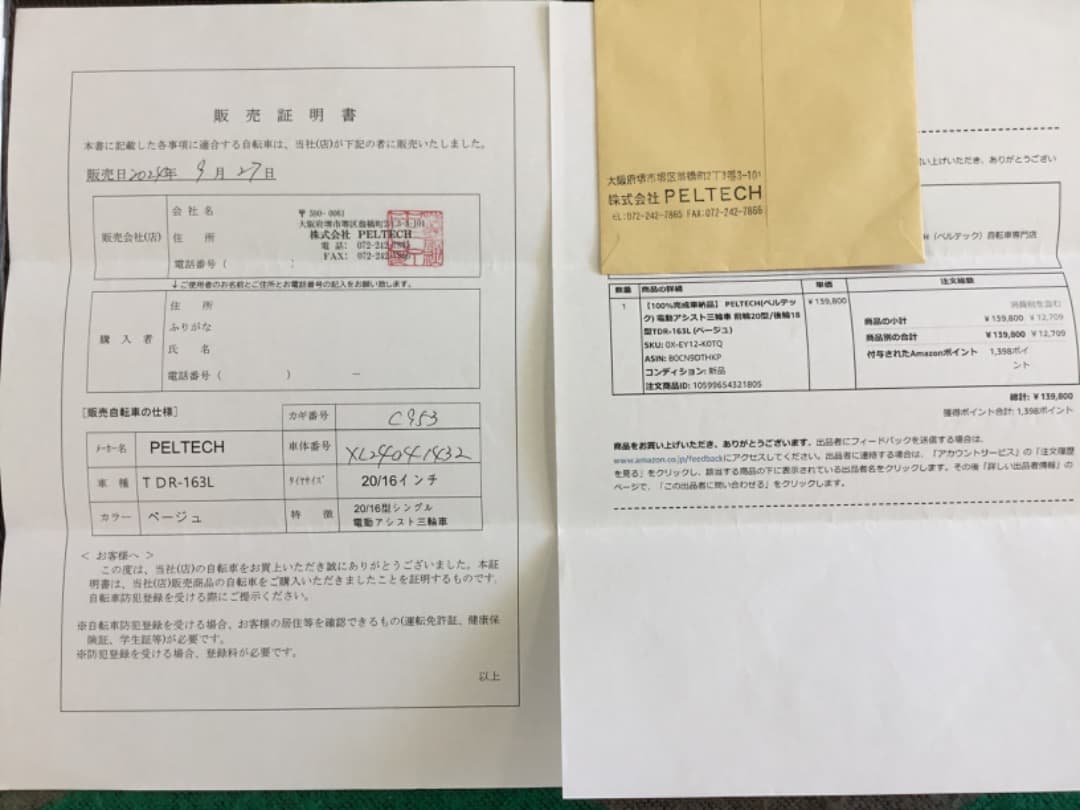 PELTECH ペルテック電動アシスト付き三輪車 TDR-163L