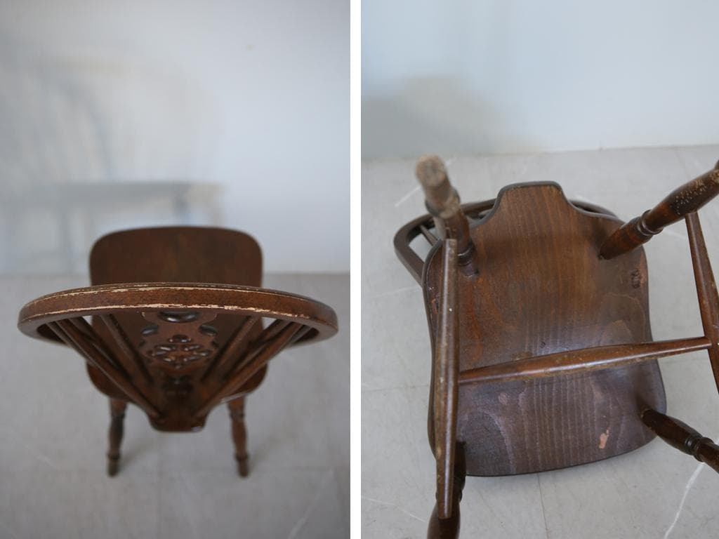 英国アンティーク木製ホイールバックチェア/ダイニングイス/椅子(92-37-1)