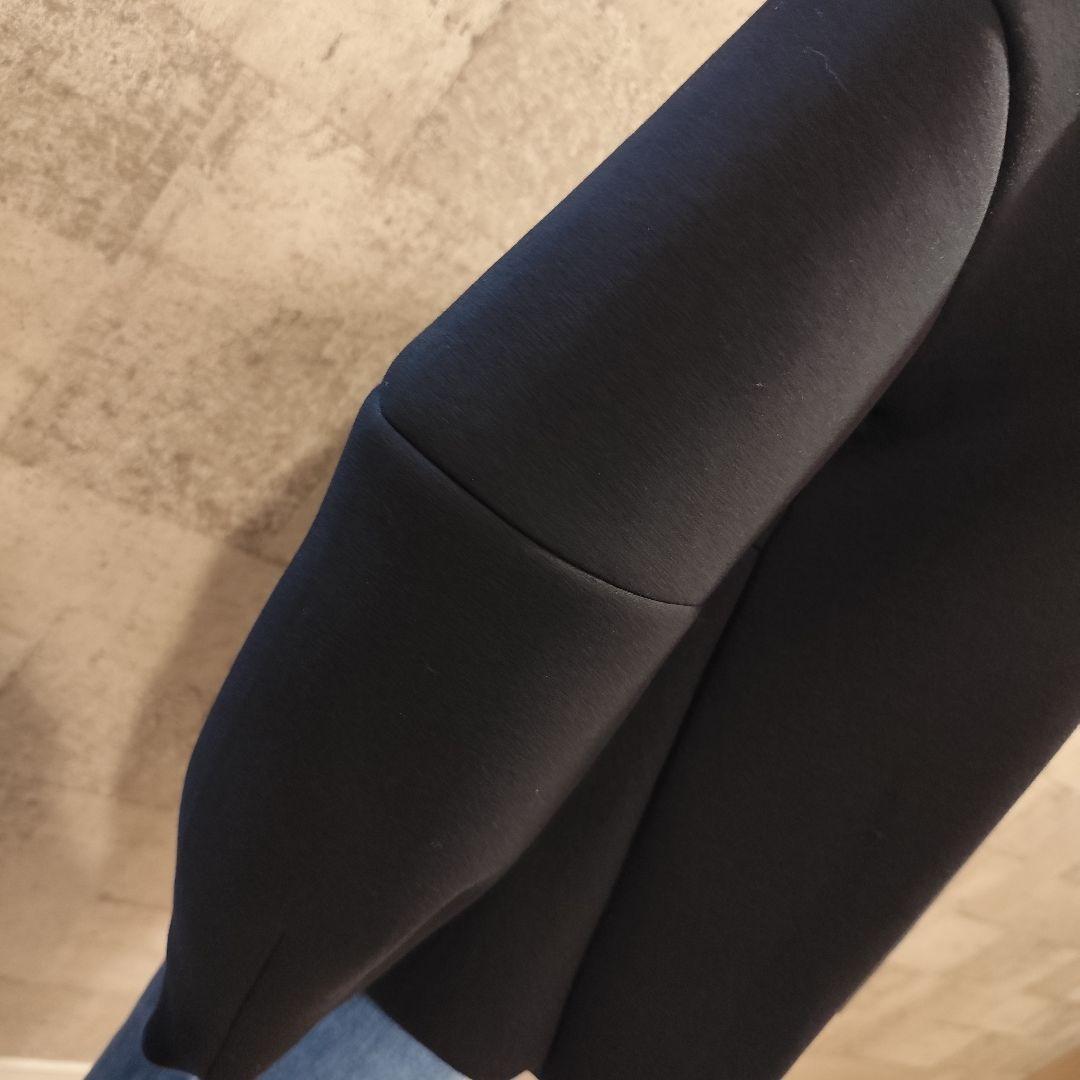 アダムエロペ ミックスボタンペプラムカーディガン ブラック 厚手