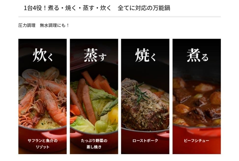 CASTPOT 　ホーロー鍋　２６cm　レッド