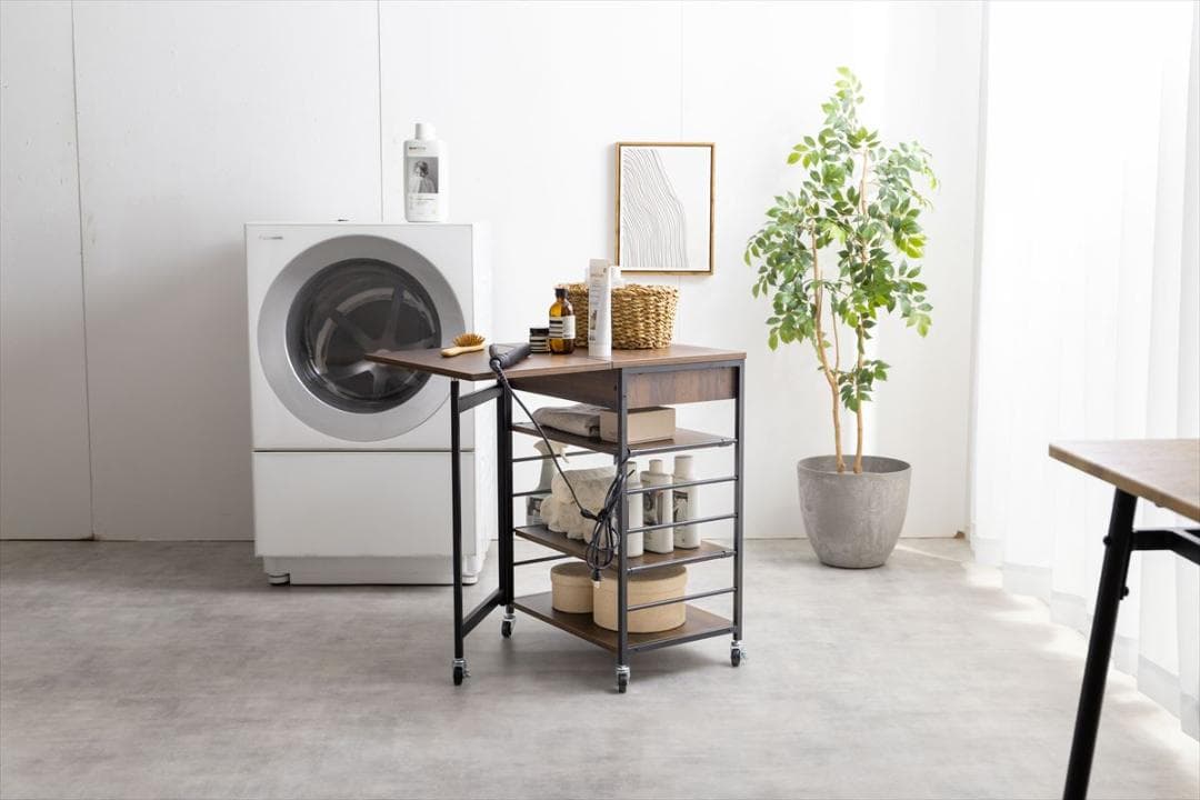 【送料無料】【幅36〜69cm】伸縮式キッチンワゴン バタフライ式 収納 棚