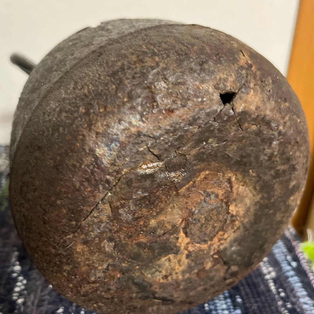 龍文堂　造　岩場　蟹紋　鉄瓶　ジャンク