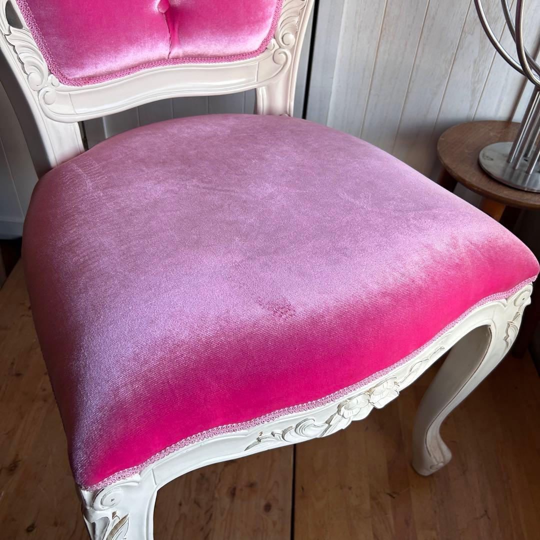 ロココ調　椅子　プリンセス　姫　ダイニングチェアB　ピンク　アンティーク
