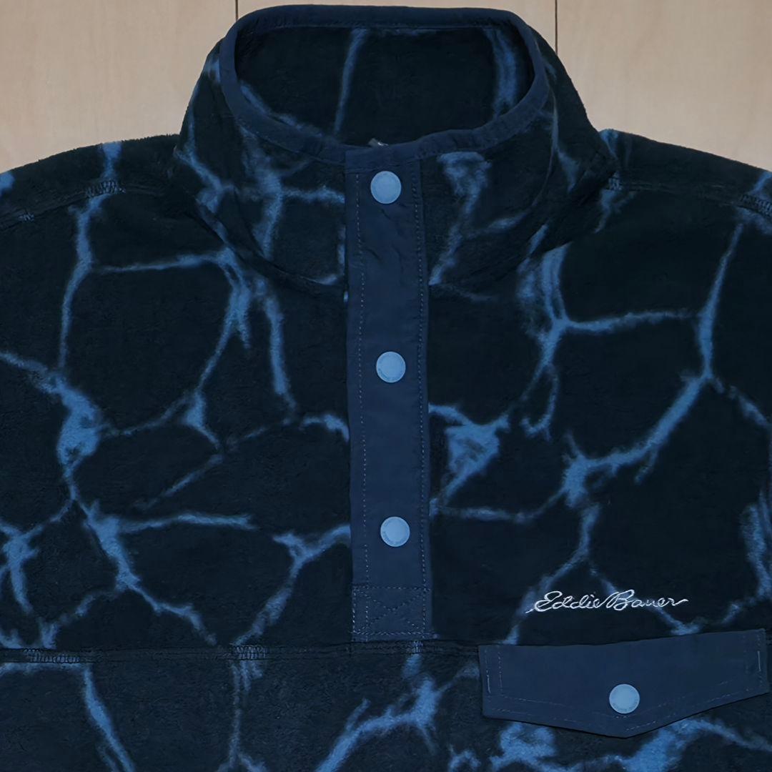 海外限定レア Eddie Bauer サンダー柄 スナップT フリース