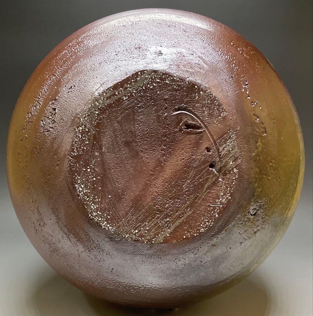 吉本正　備前花器　大作 　32cm 　共箱(四方桟盛蓋) 　共布　栞　LY2