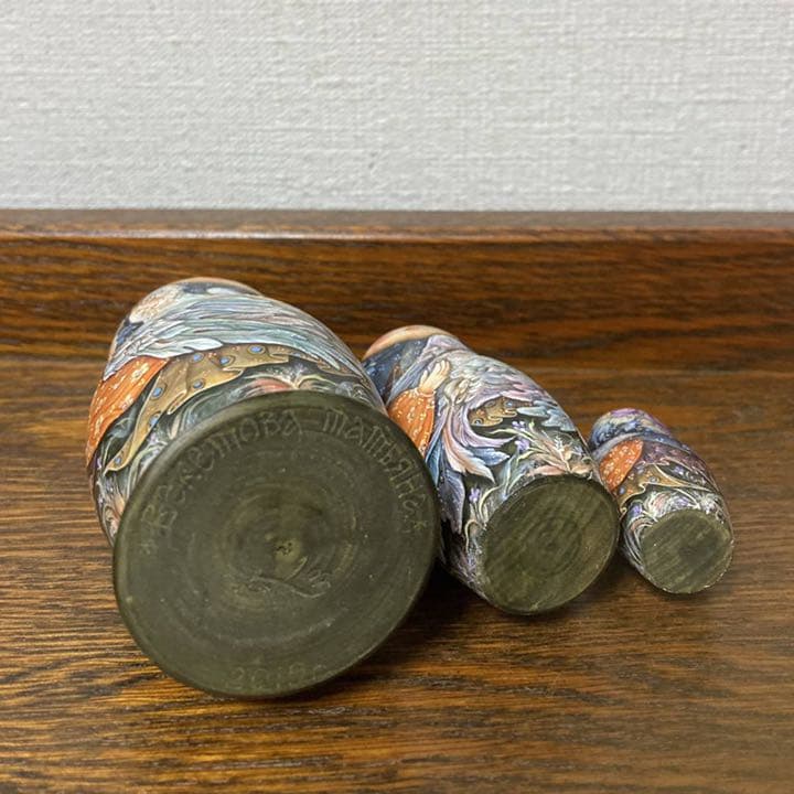 ロシア雑貨☆マトリョーシカ(3P)Birds タチアナ作