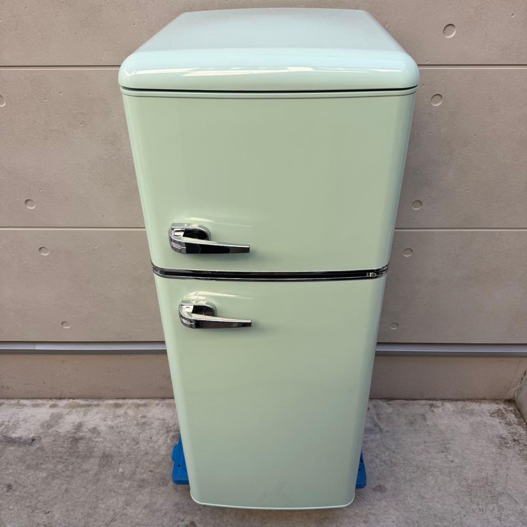 114⭐️2022年製美品★レトロ風　冷蔵庫　ライトグリーン　一人暮らし　オーヤマ