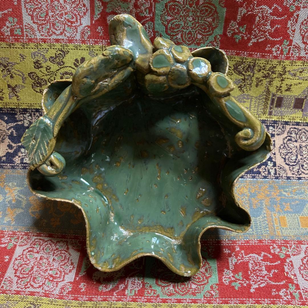 ぶどうの葉形 向付 6客 和食器 懐石料理道具 1客カケ有(最後2枚の写真) ￼