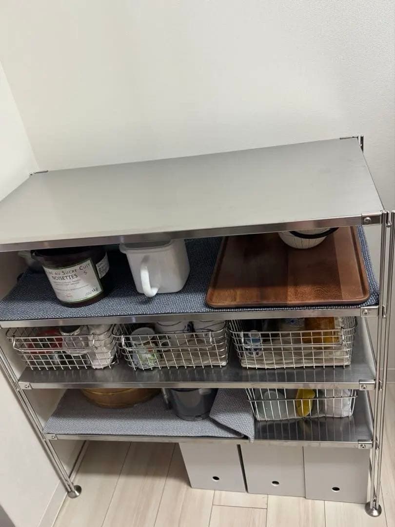 無印良品　ステンレスユニットシェルフ　ワイド＋ステンレス板１枚