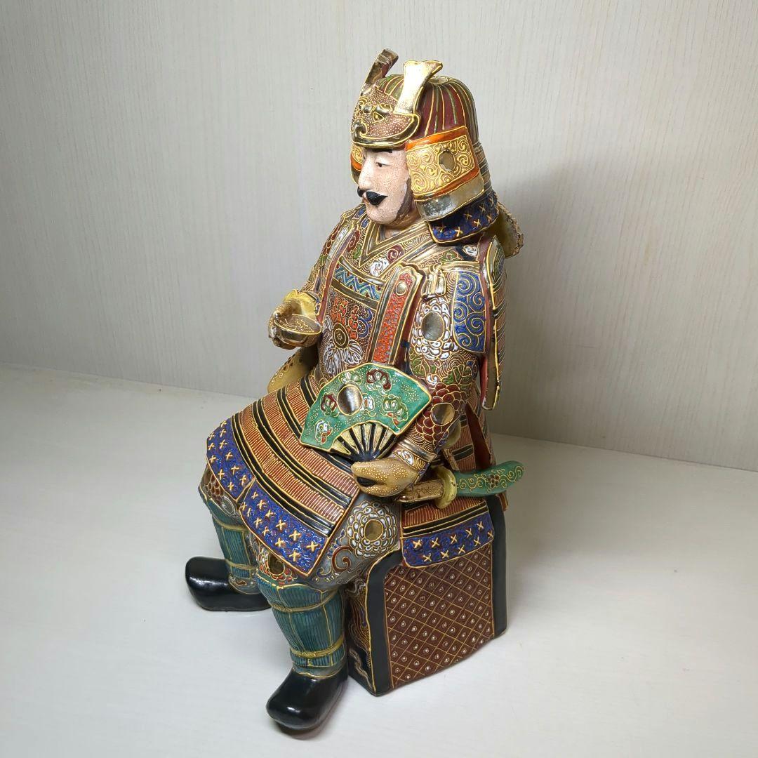 九谷焼　骨董　鎧武者　戦国武将　武士　高さ約３１センチ