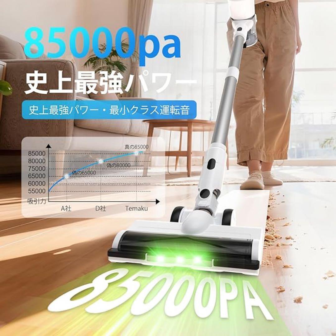 新品 掃除機 コードレス 除菌機能 85Kpa 真超強力吸引 12層HEPA濾過