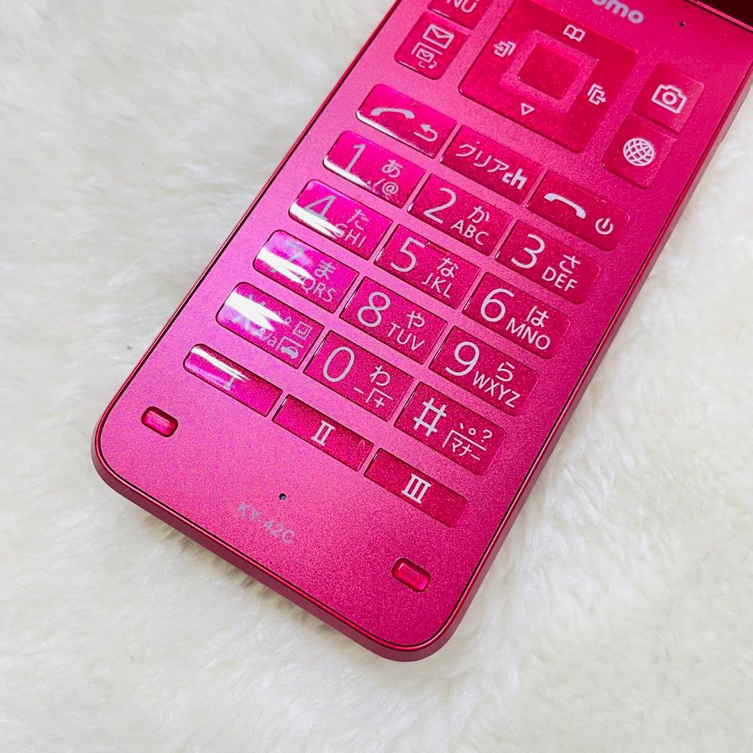 【新品同様品】京セラDIGNO KY-42C レッド 折りたたみ携帯電話 ガラホ