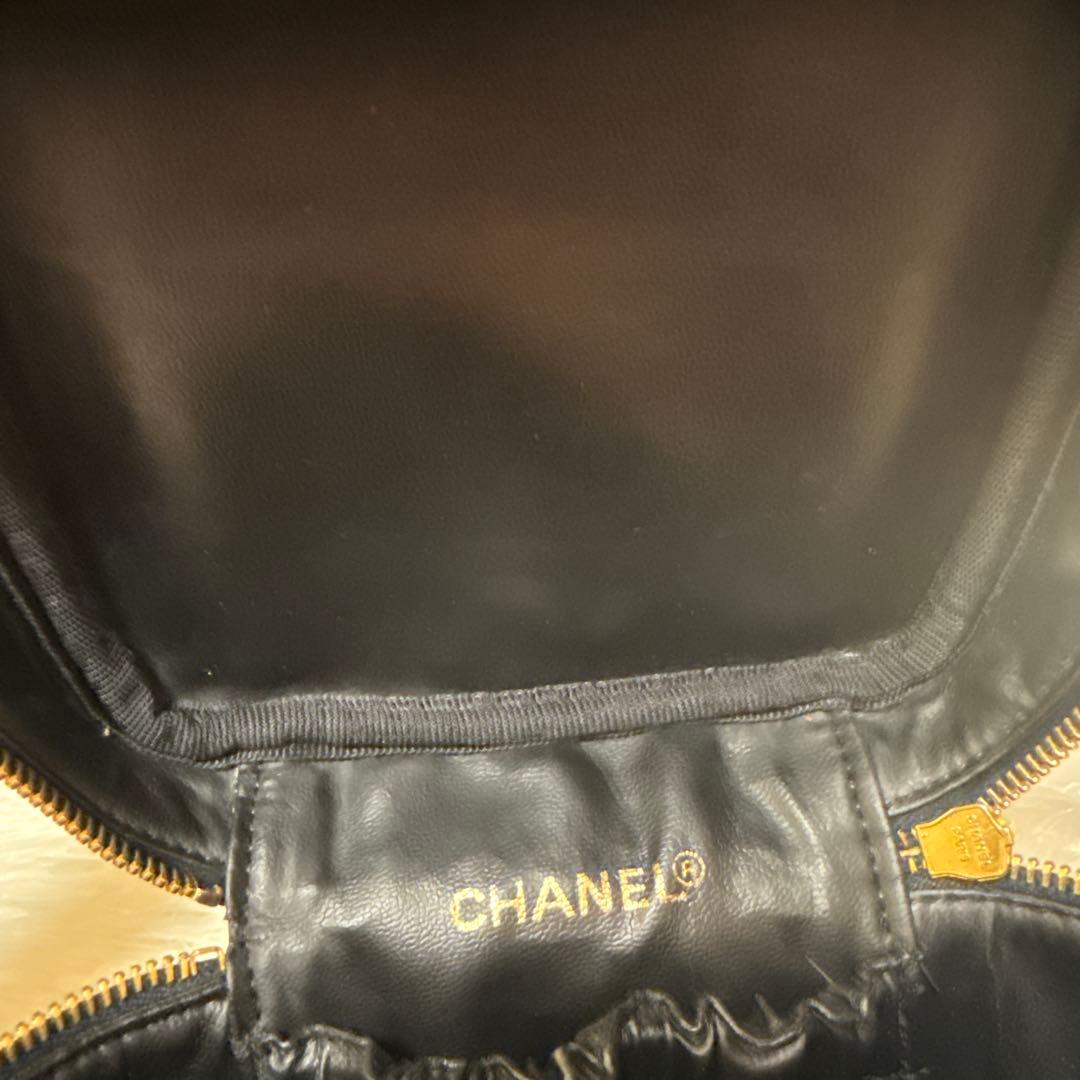 シャネル バニティバッグ ピコローレ ブラック レザー 化粧ポーチ