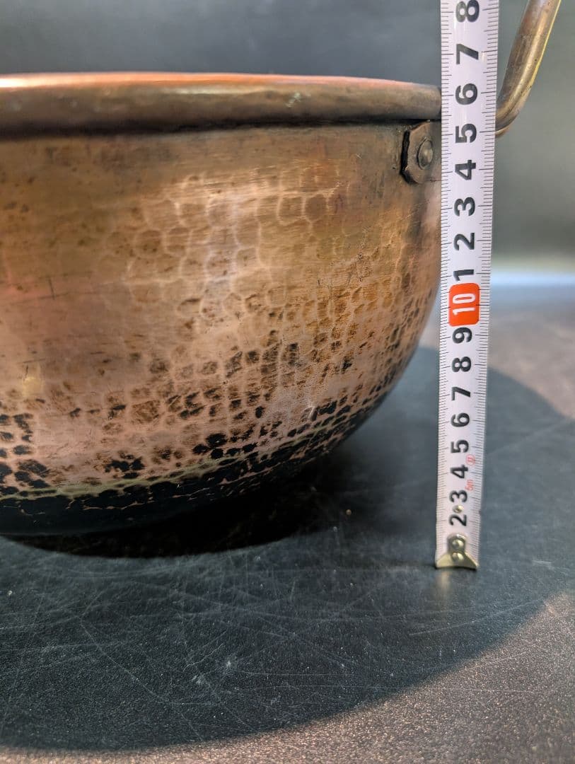 純銅 大ぶり 取っ手付 あんこ鍋 直径35㎝ 銅製 銅鍋 槌目 製菓 業務用プロ