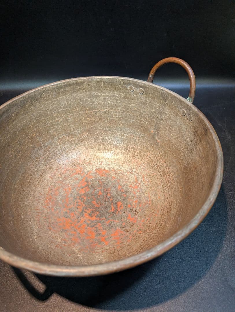純銅 大ぶり 取っ手付 あんこ鍋 直径35㎝ 銅製 銅鍋 槌目 製菓 業務用プロ
