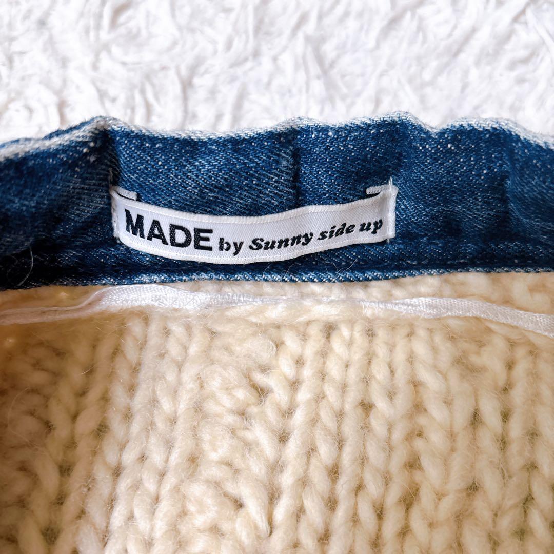 サニーサイドアップ デニムパイピング カーディガン リメイク ケーブルニット