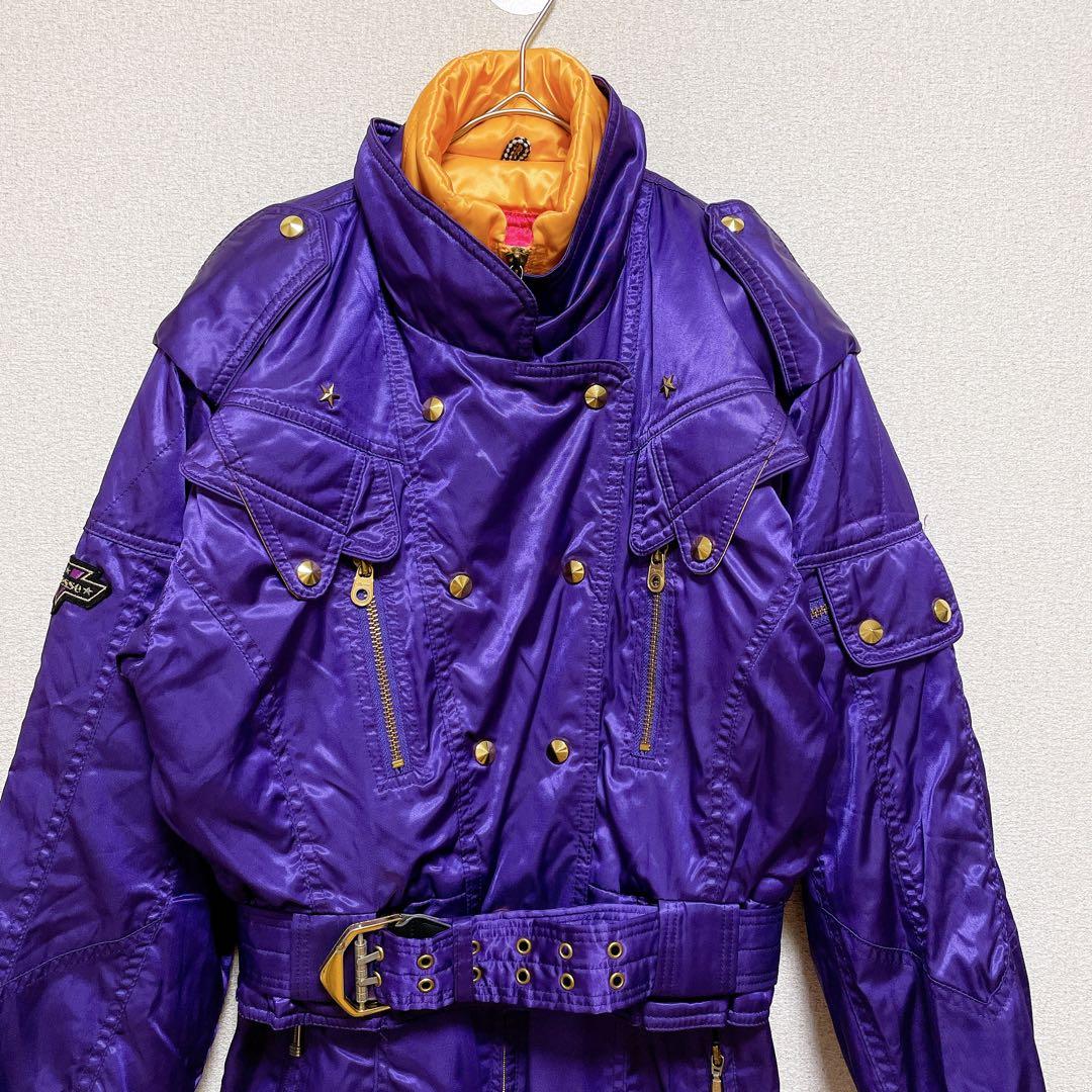 エレッセ ＊ スキーウェア 昭和レトロ ヴィンテージ 一点物 上下セット 紫