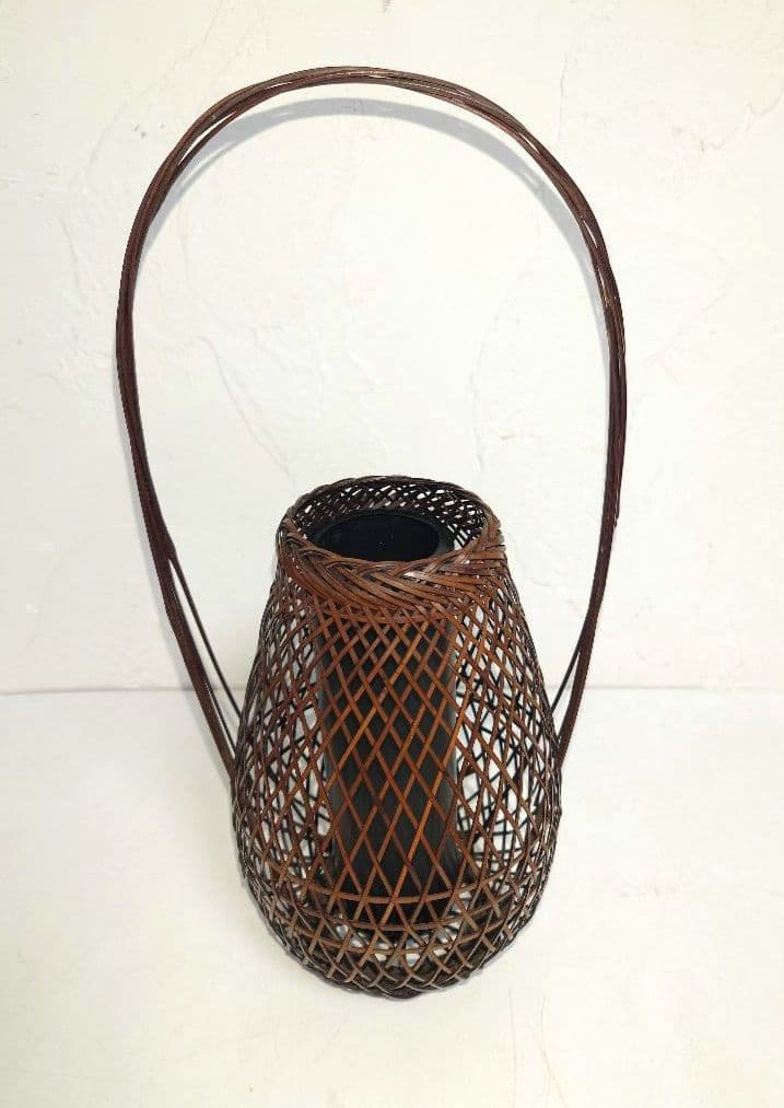 【6点】木製花器 竹細工 一輪挿し 工芸 茶道具フラワースタンド 古道具 カゴ