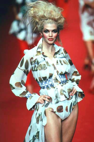 ヴィヴィアンウエストウッド　1997コレクション　ピーチ柄シャーリングブラウス