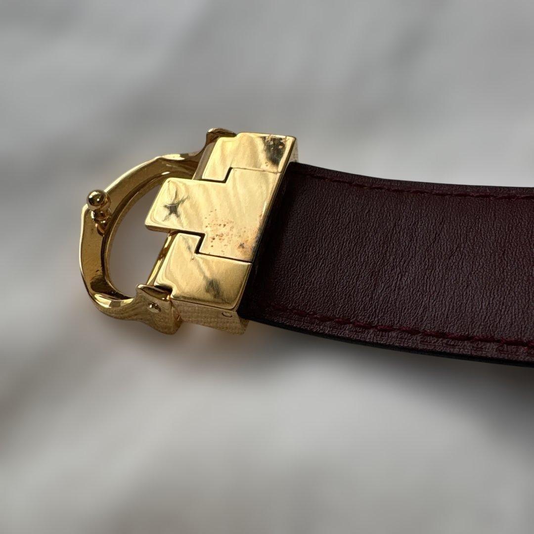 Cartier バーガンディ レザー ベルト